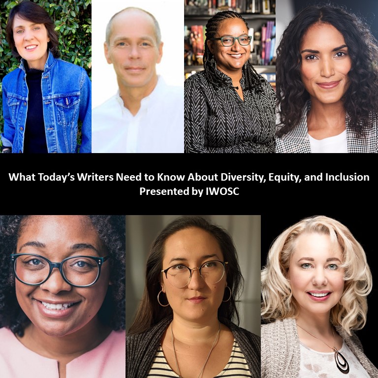 collage of speakers. Text reads: What Today's Writers Need to Know About Diversity...